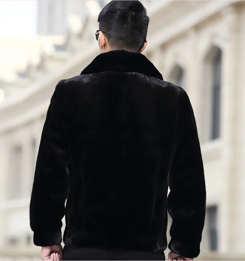 Men's Luxury Winter Casual Real Mink Fur Zipper Closure Street Jacket