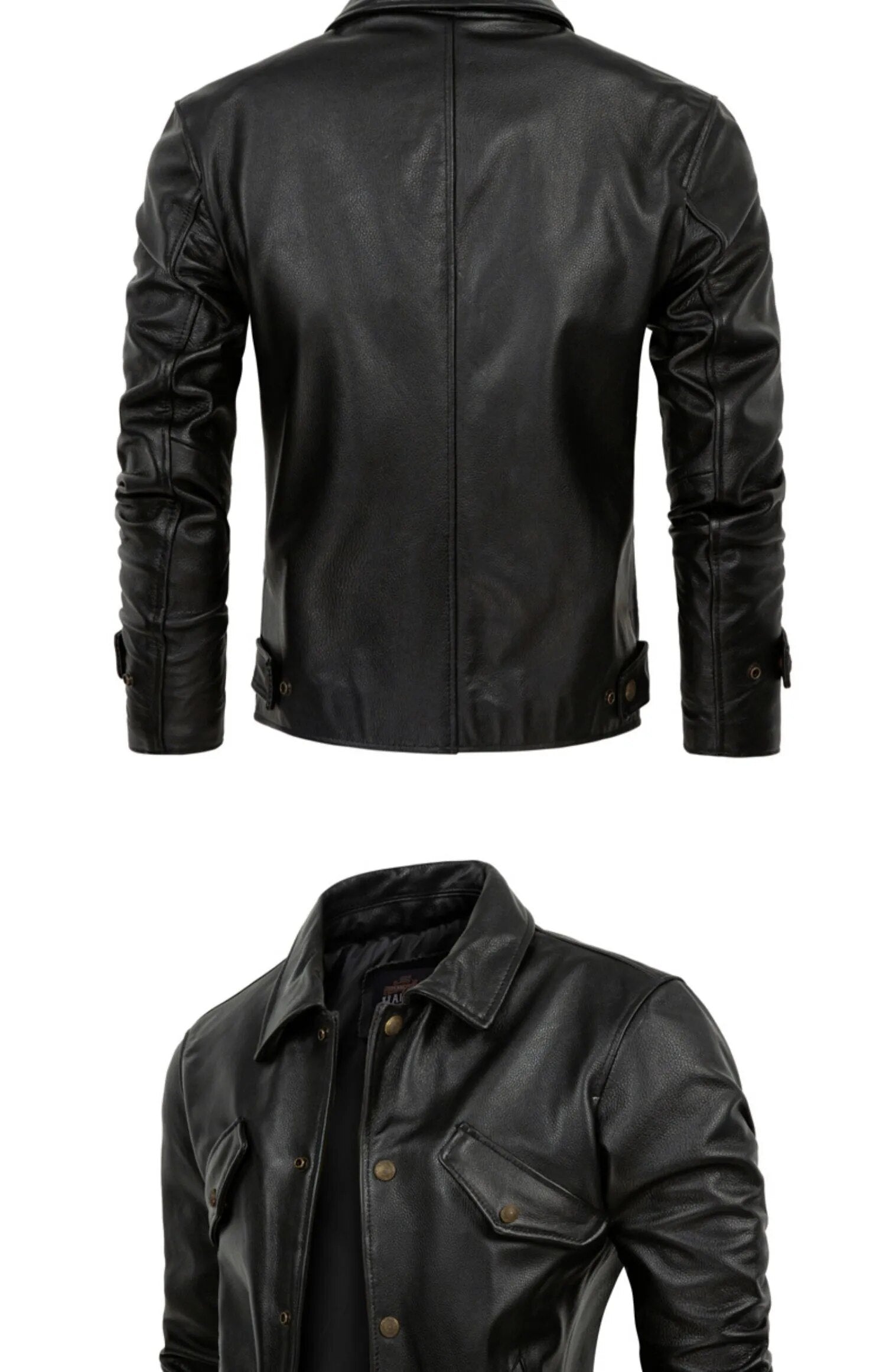 Men's Pure Cowhide Soft Leather Slim Fit Casual Streetwear Jacket