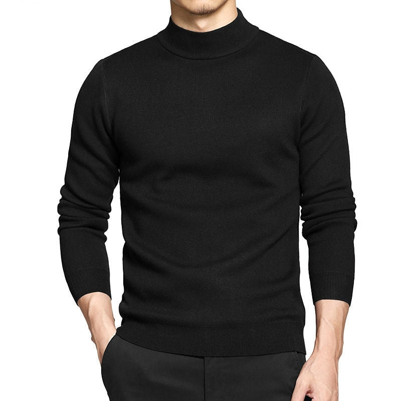 Men's Winter Standard Wool Turtleneck Cotton Thicken Knit Pullover