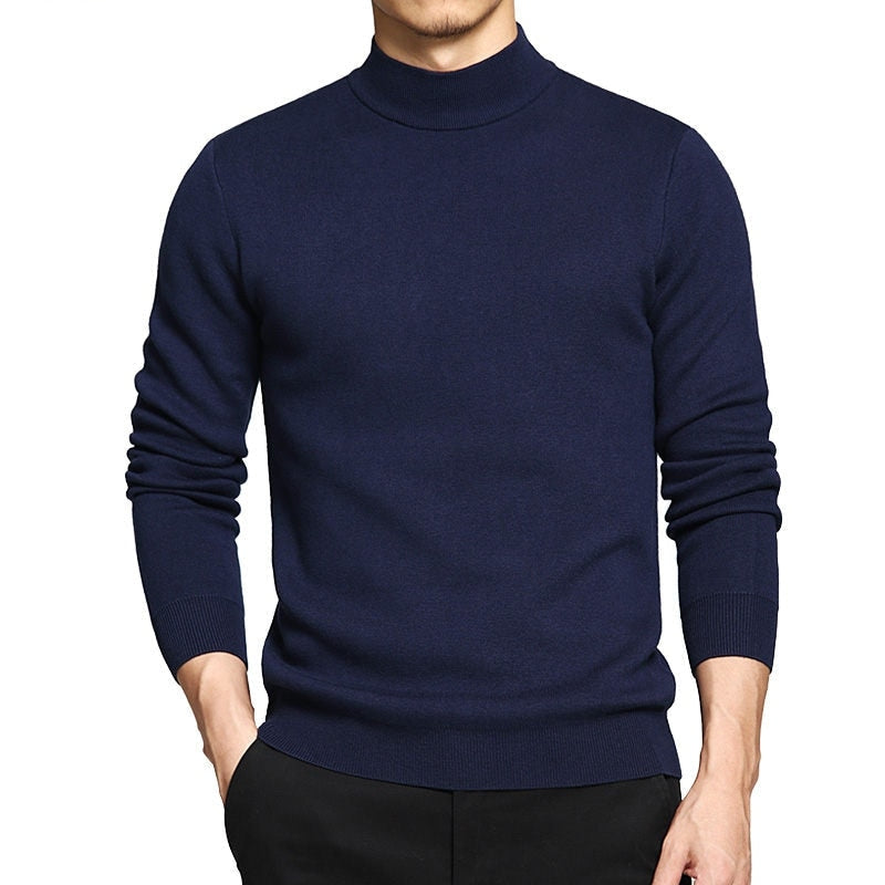 Men's Winter Standard Wool Turtleneck Cotton Thicken Knit Pullover