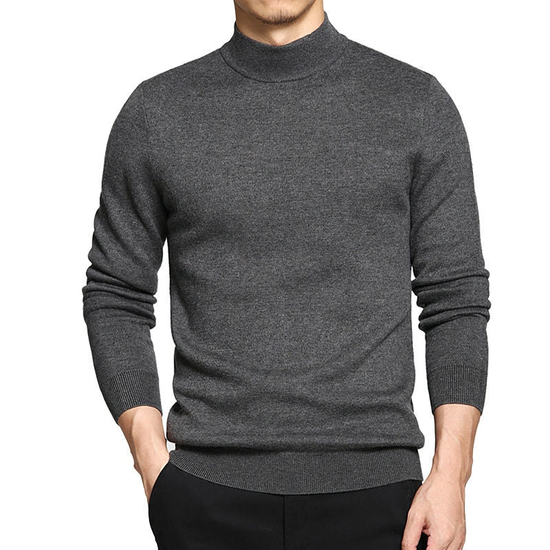 Men's Winter Standard Wool Turtleneck Cotton Thicken Knit Pullover