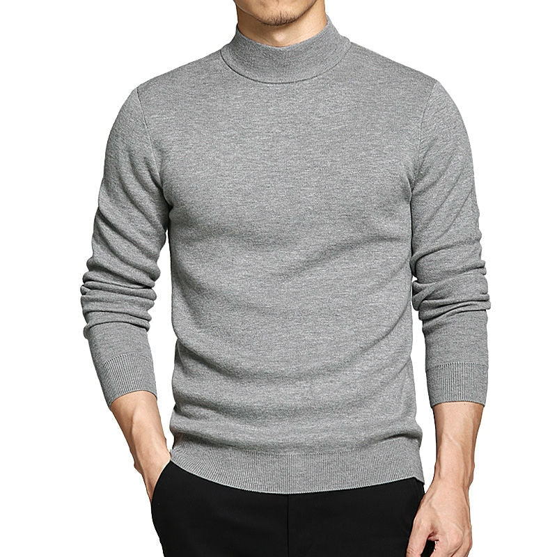 Men's Winter Standard Wool Turtleneck Cotton Thicken Knit Pullover