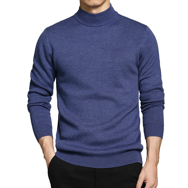 Men's Winter Standard Wool Turtleneck Cotton Thicken Knit Pullover