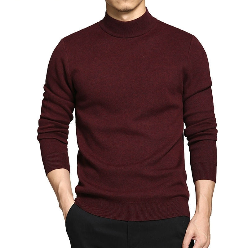 Men's Winter Standard Wool Turtleneck Cotton Thicken Knit Pullover