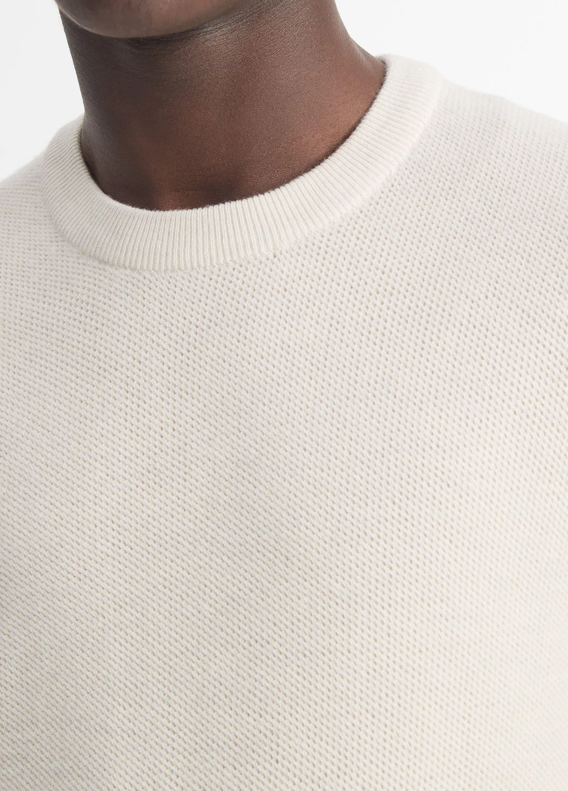 Merino Wool Mesh Crew Neck Sweater