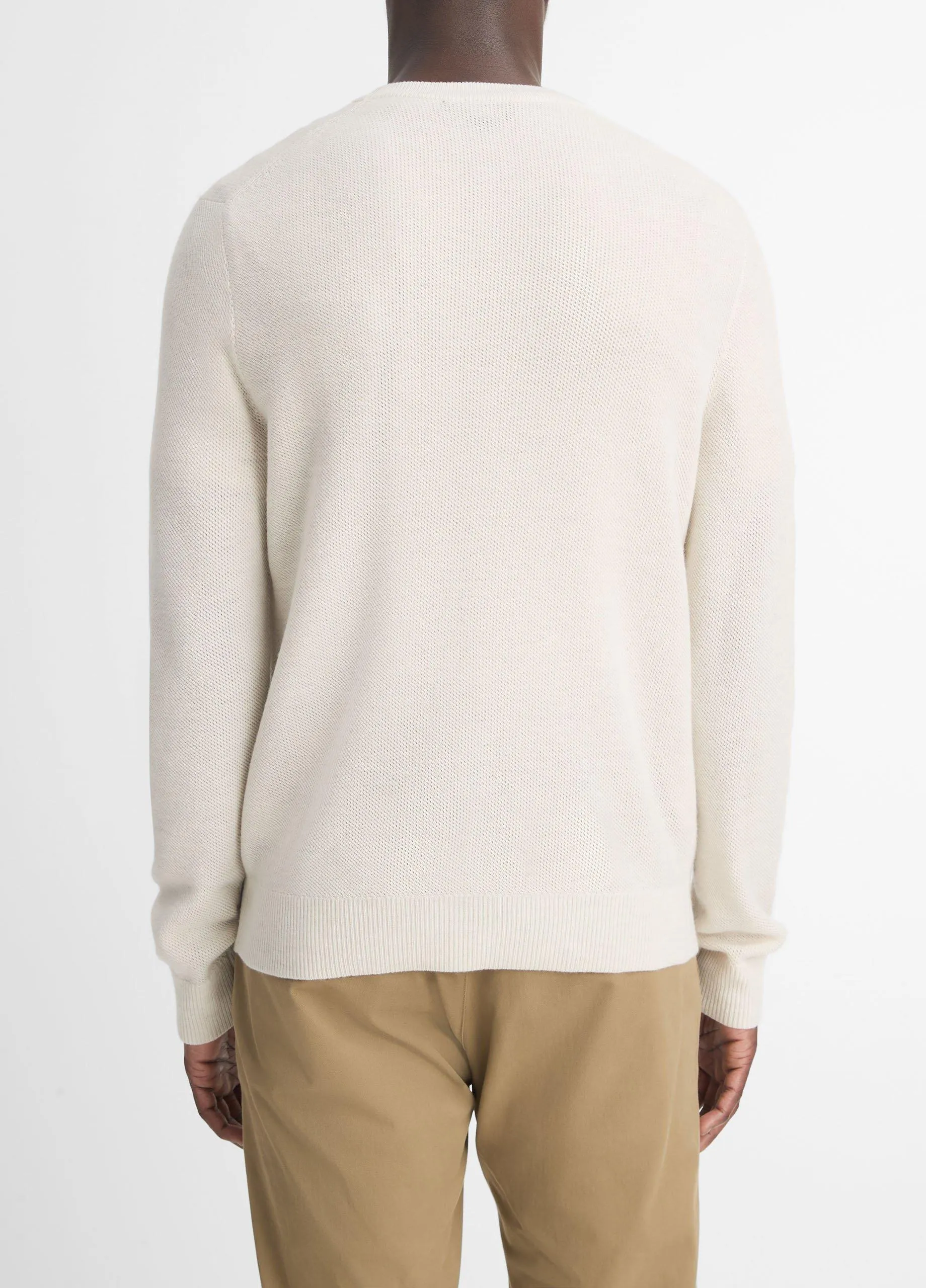 Merino Wool Mesh Crew Neck Sweater