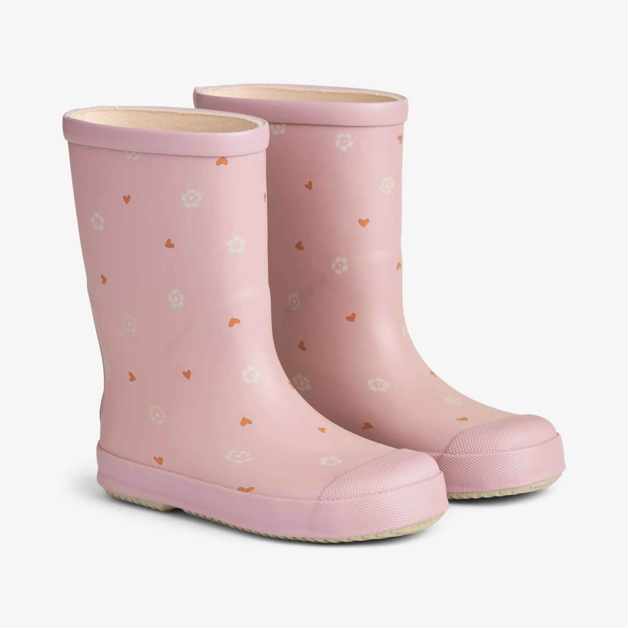 Muddy Rubber Boot Print - powder heart flowers