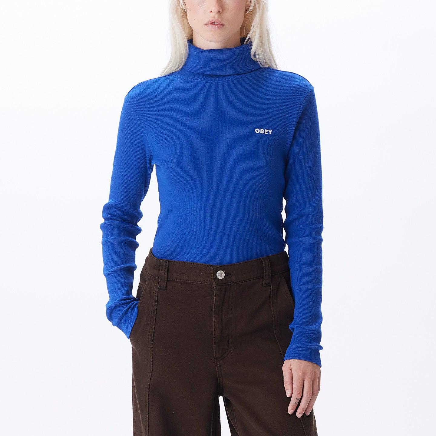 Obey Belle Turtle Neck In Surf Blue