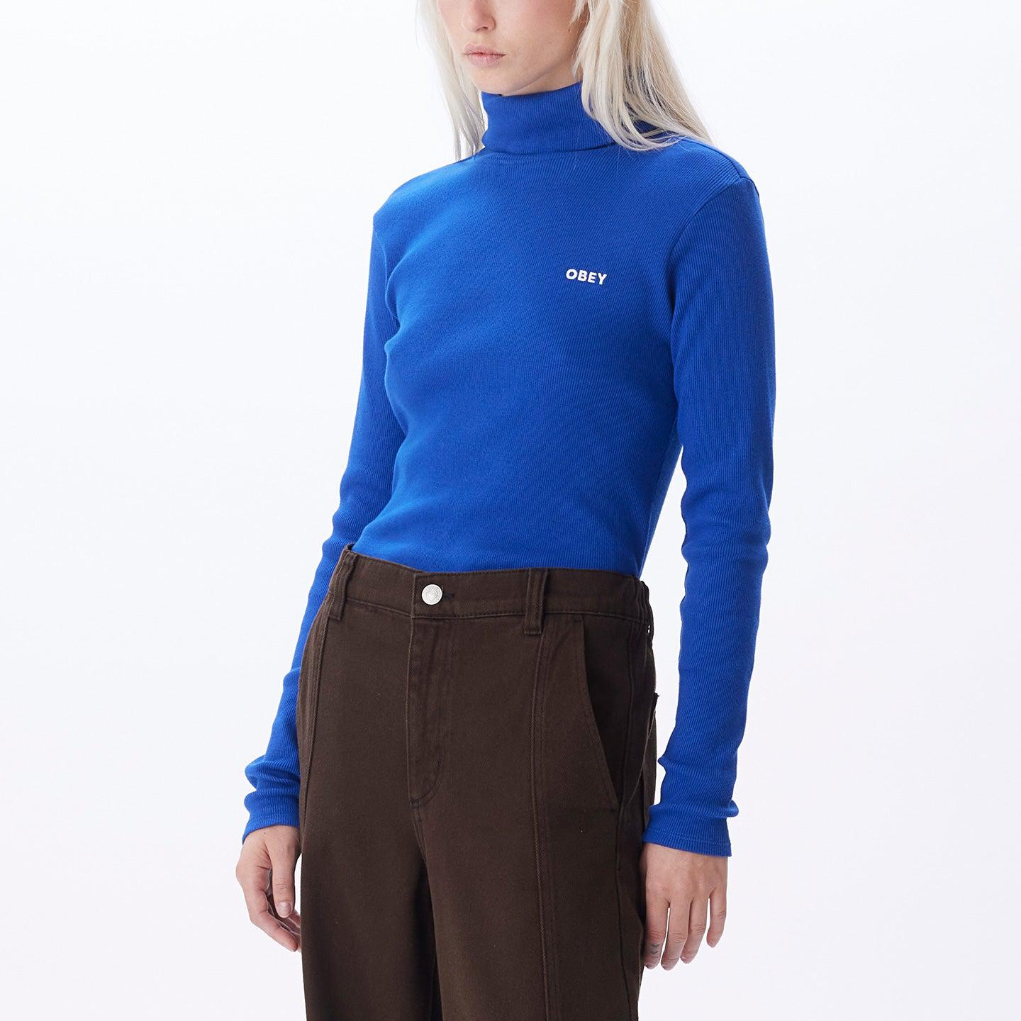 Obey Belle Turtle Neck In Surf Blue