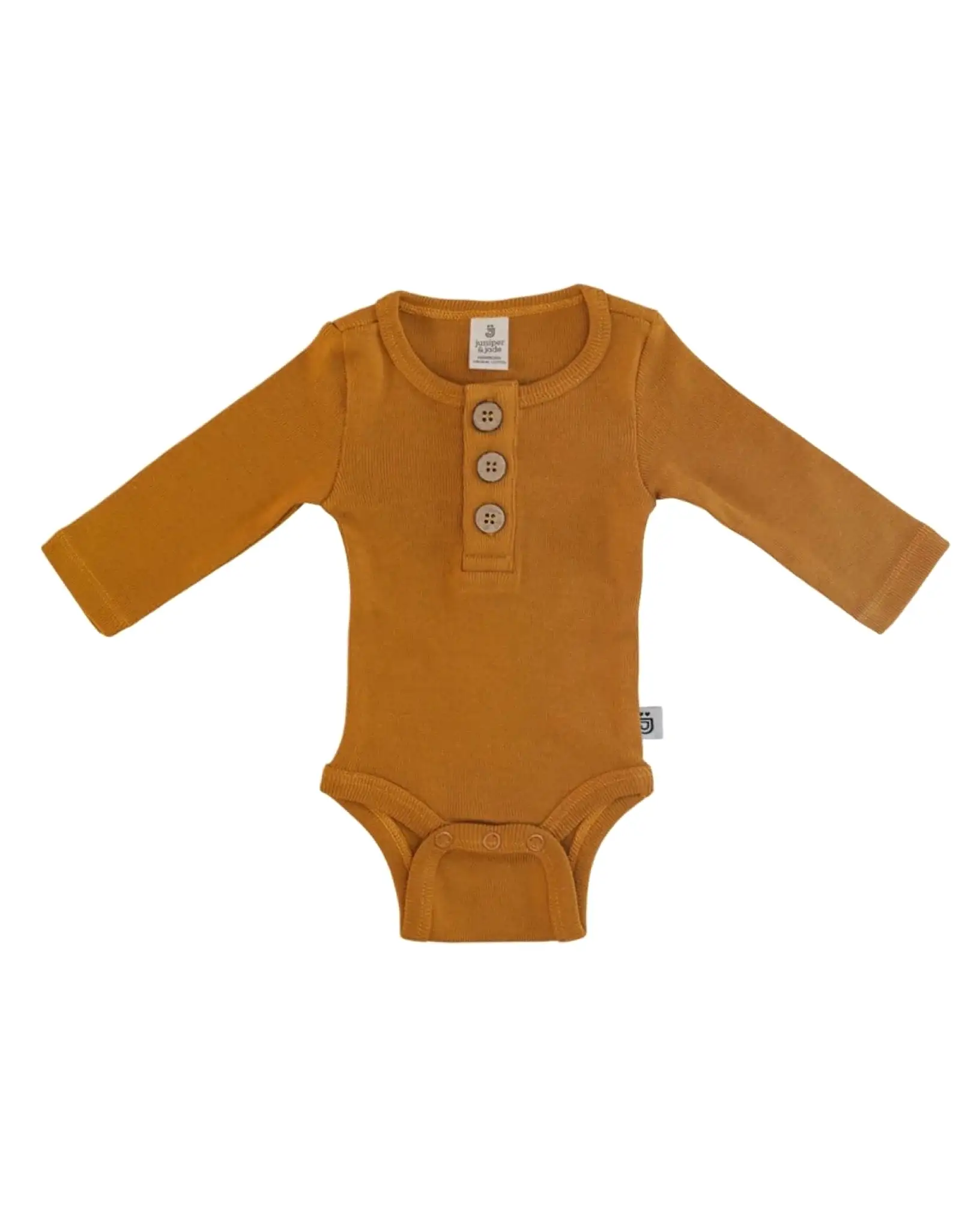 Organic 3 Button Bodysuit | Cinnamon