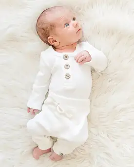 Organic 3 Button Bodysuit | Milk