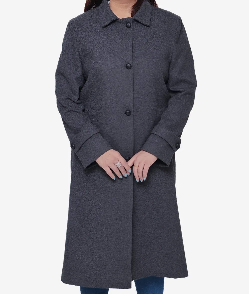 Patrice Charcoal Womens Grey Wool Coat 