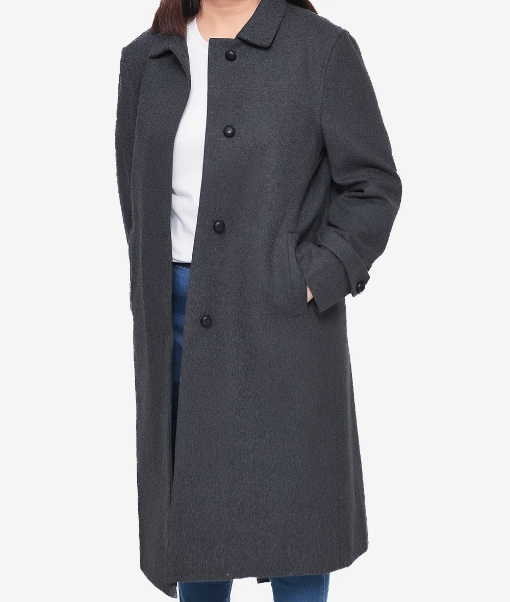 Patrice Charcoal Womens Grey Wool Coat 