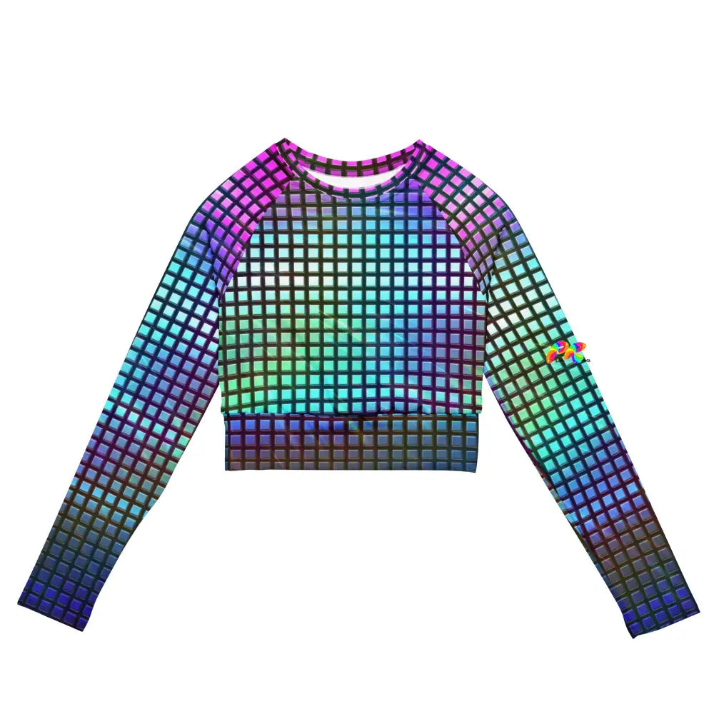 Pixelated Long Sleeve Festival Crop Top