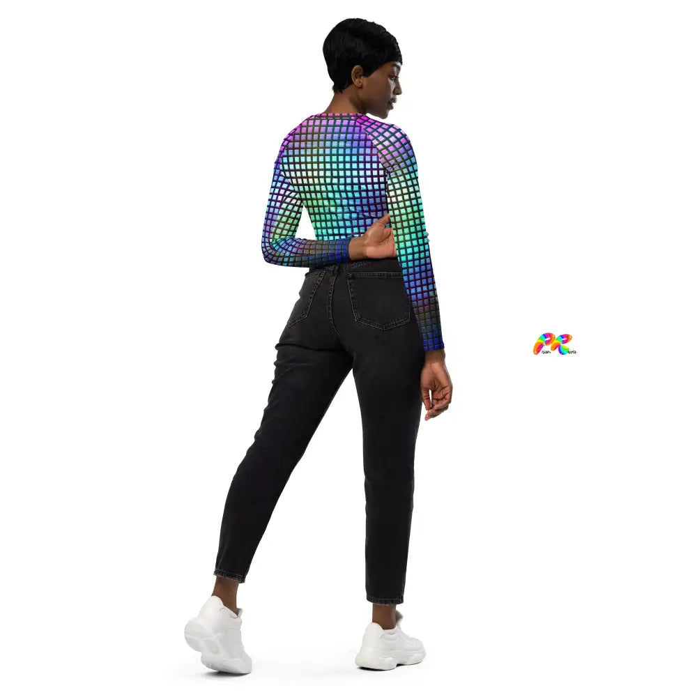 Pixelated Long Sleeve Festival Crop Top