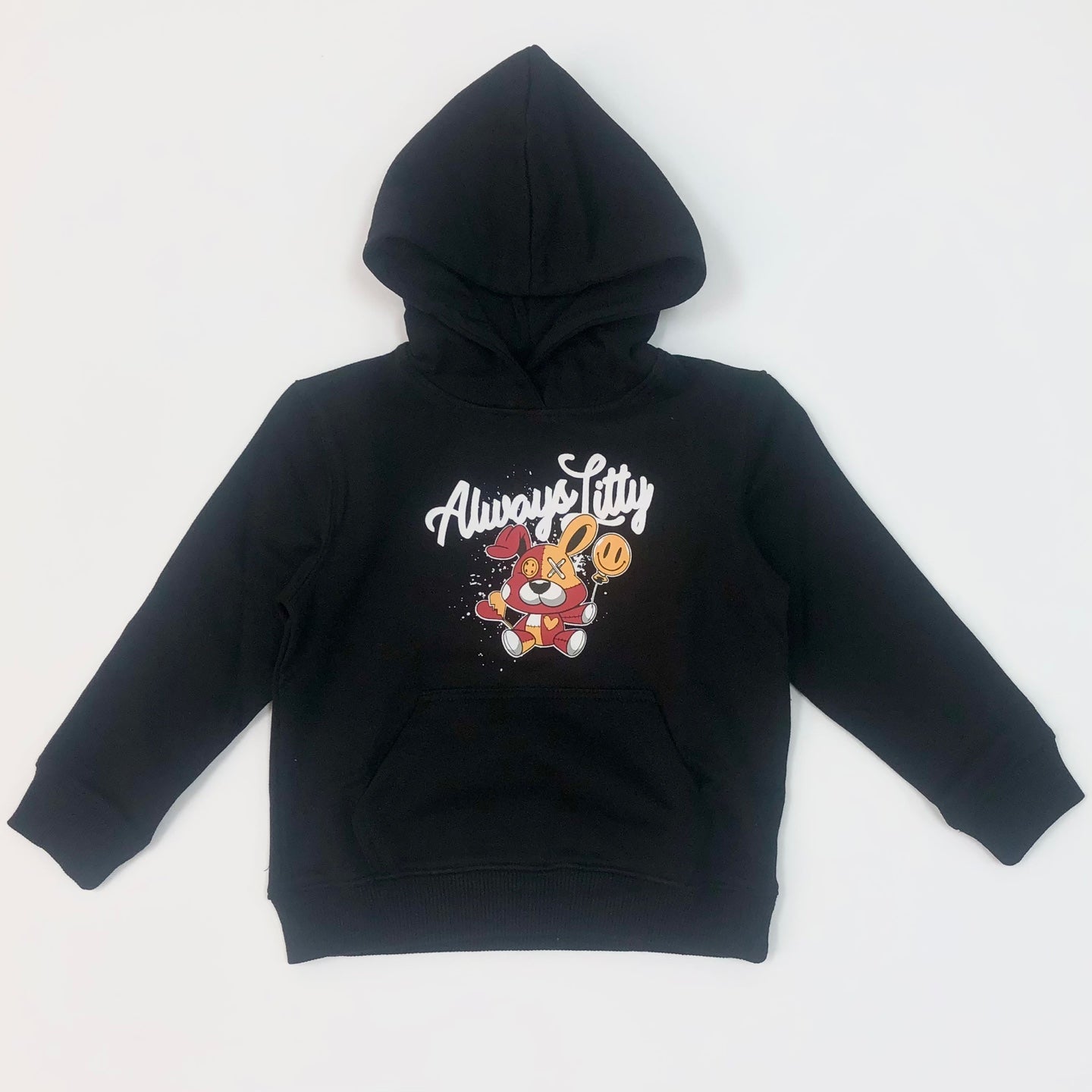 Premium Kid's Always Litty Graphic Pullover Hoodie - Black/Red