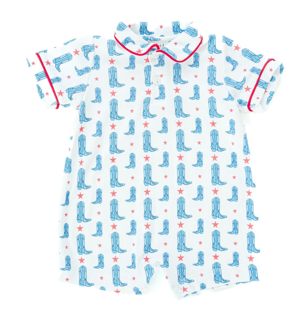 Red, White, and Blue Boots Harold Romper