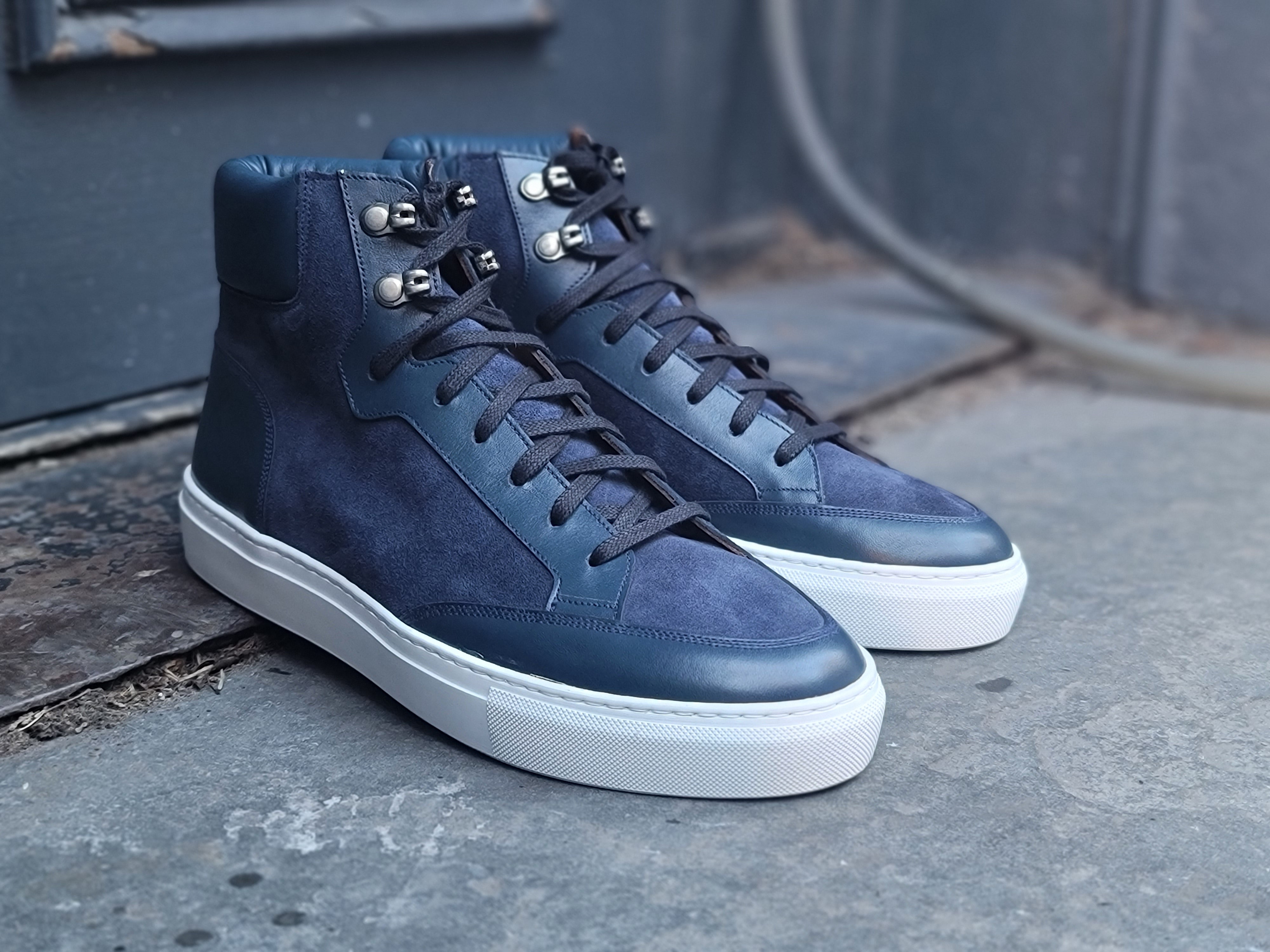 Richland - Navy Calf / Navy Suede / White Sole