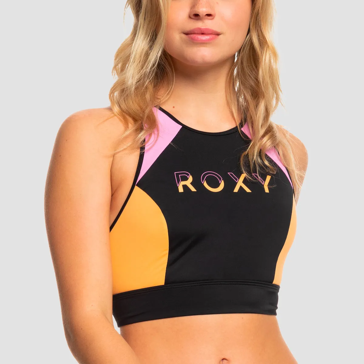 Roxy Active Sports Bra Bikini Top Anthracite - Womens