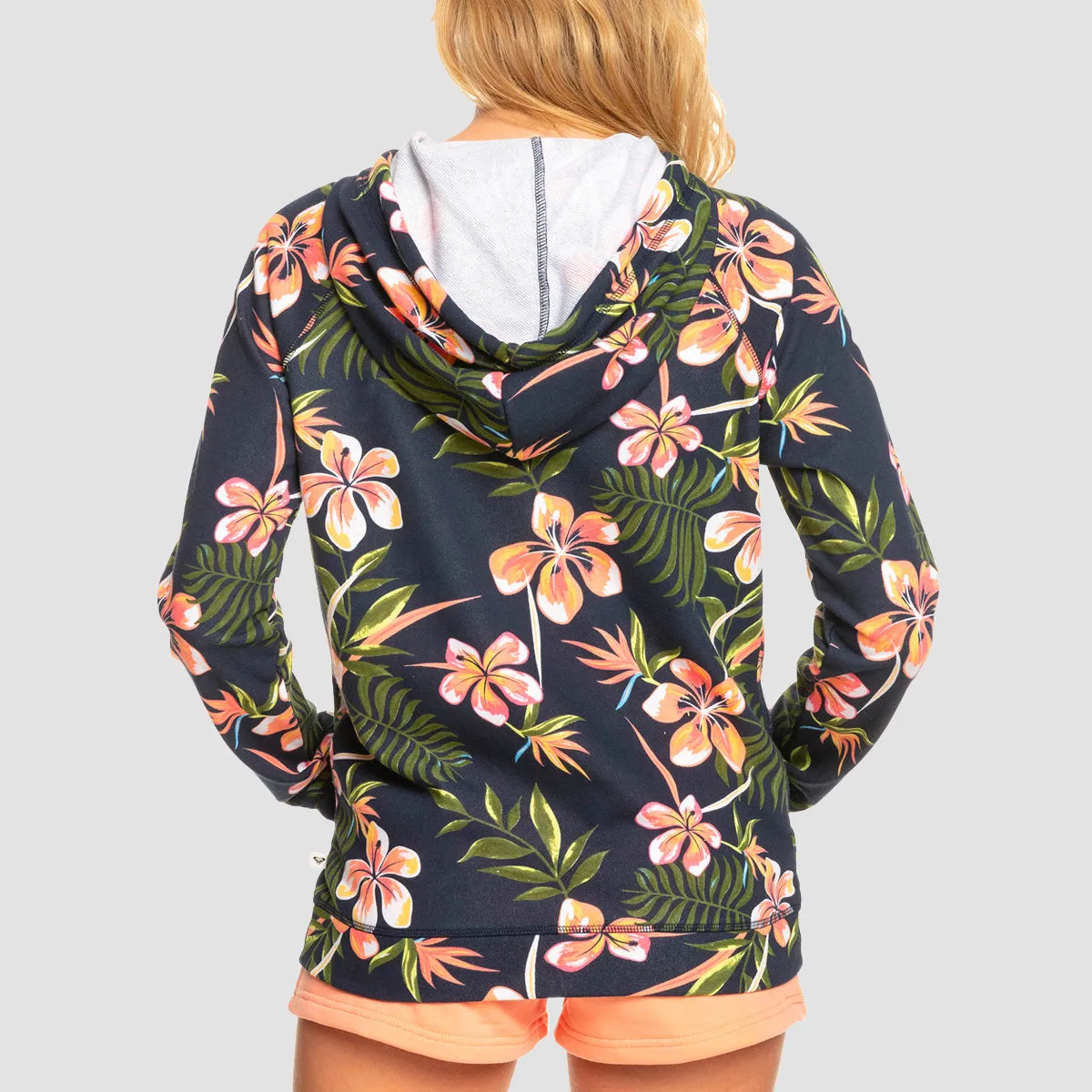 Roxy Dive Deep Zip Hoodie Mood Indigo Tropical Depth - Womens