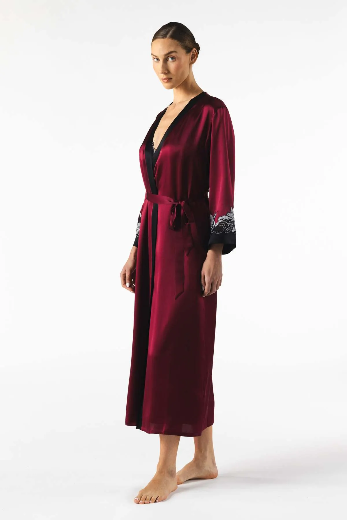 Roxy Rapture Long Silk Robe - Bordeaux