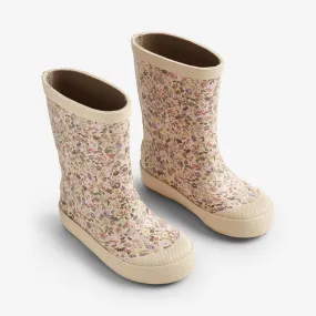 Rubber Boot Print Muddy - clam multi flowers