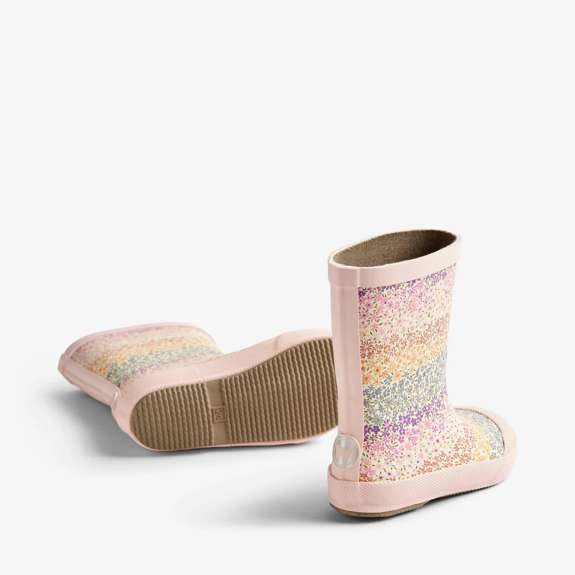 Rubber Boot Print Muddy - rainbow flowers