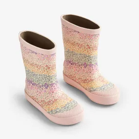 Rubber Boot Print Muddy - rainbow flowers