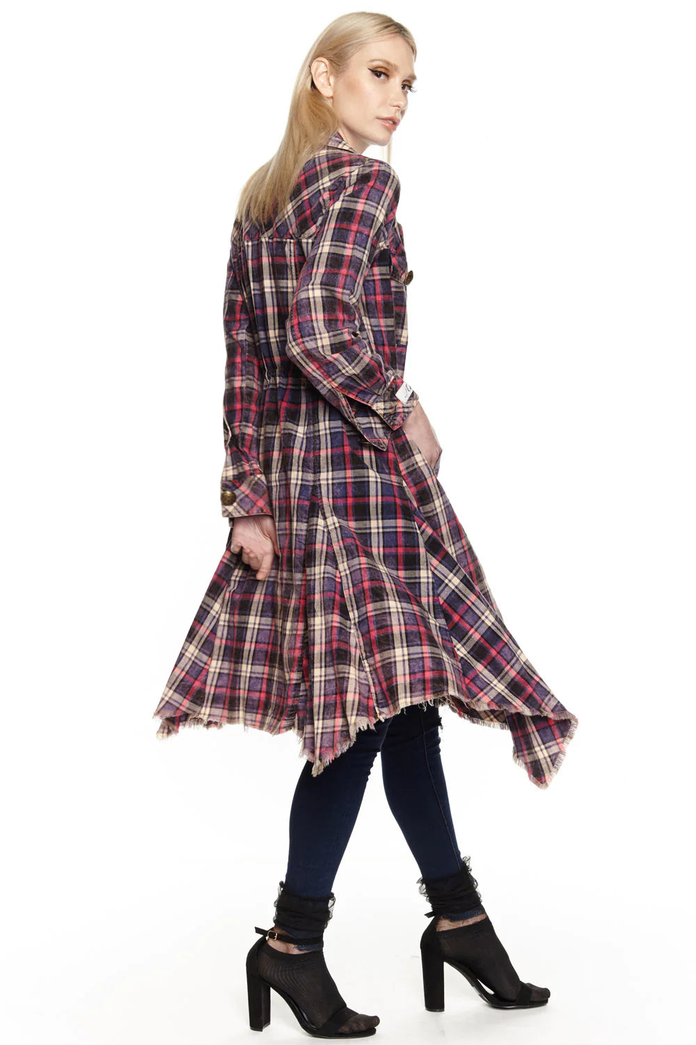 SALE My Choice Plaid Button Trench Coat