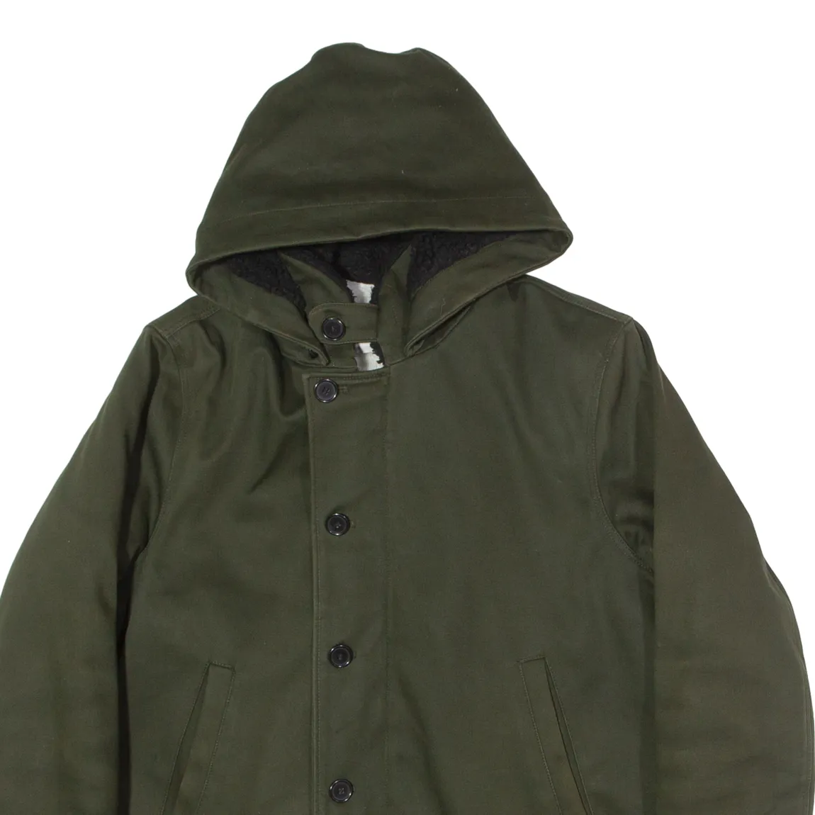 SANDRO Fleece Lined Mens Parka Jacket Green Hooded M