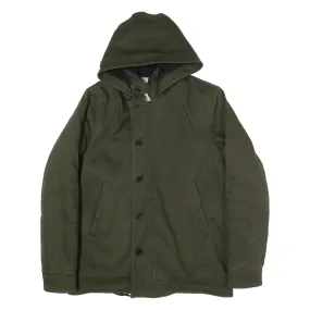 SANDRO Fleece Lined Mens Parka Jacket Green Hooded M