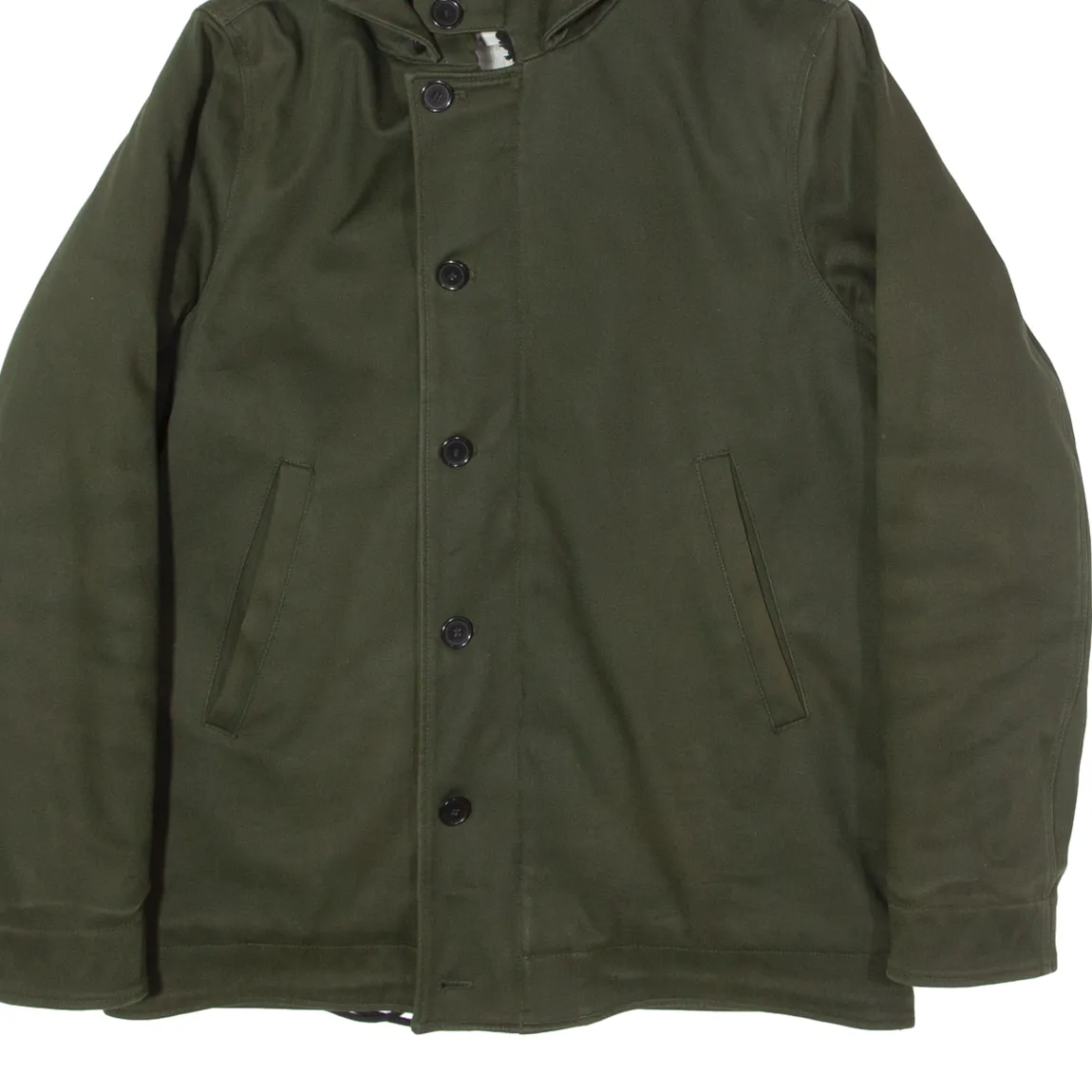 SANDRO Fleece Lined Mens Parka Jacket Green Hooded M