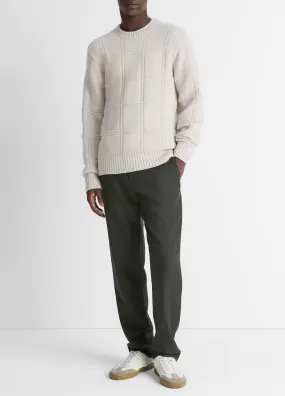 Seed-Stitch Windowpane Wool Sweater