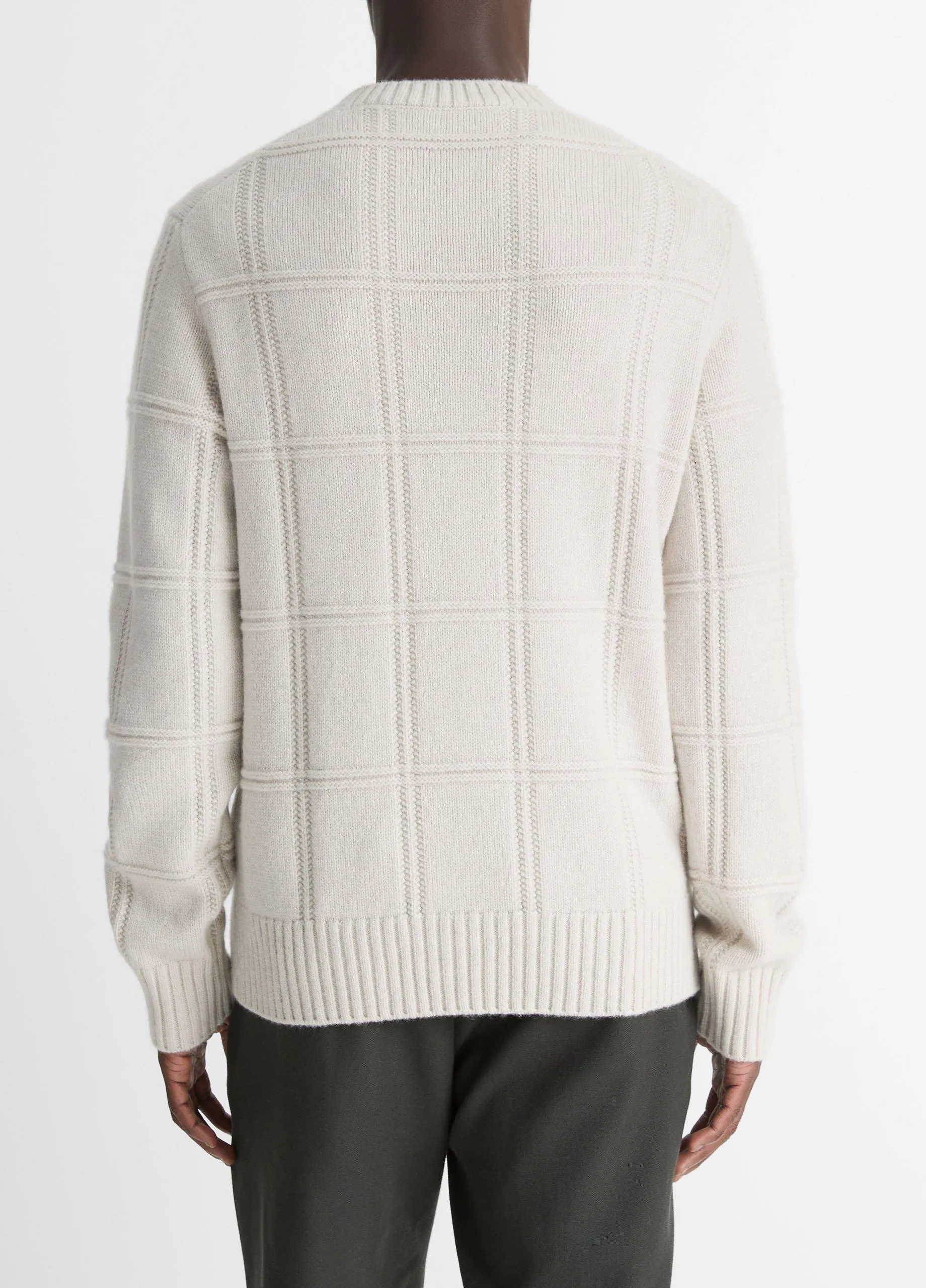 Seed-Stitch Windowpane Wool Sweater