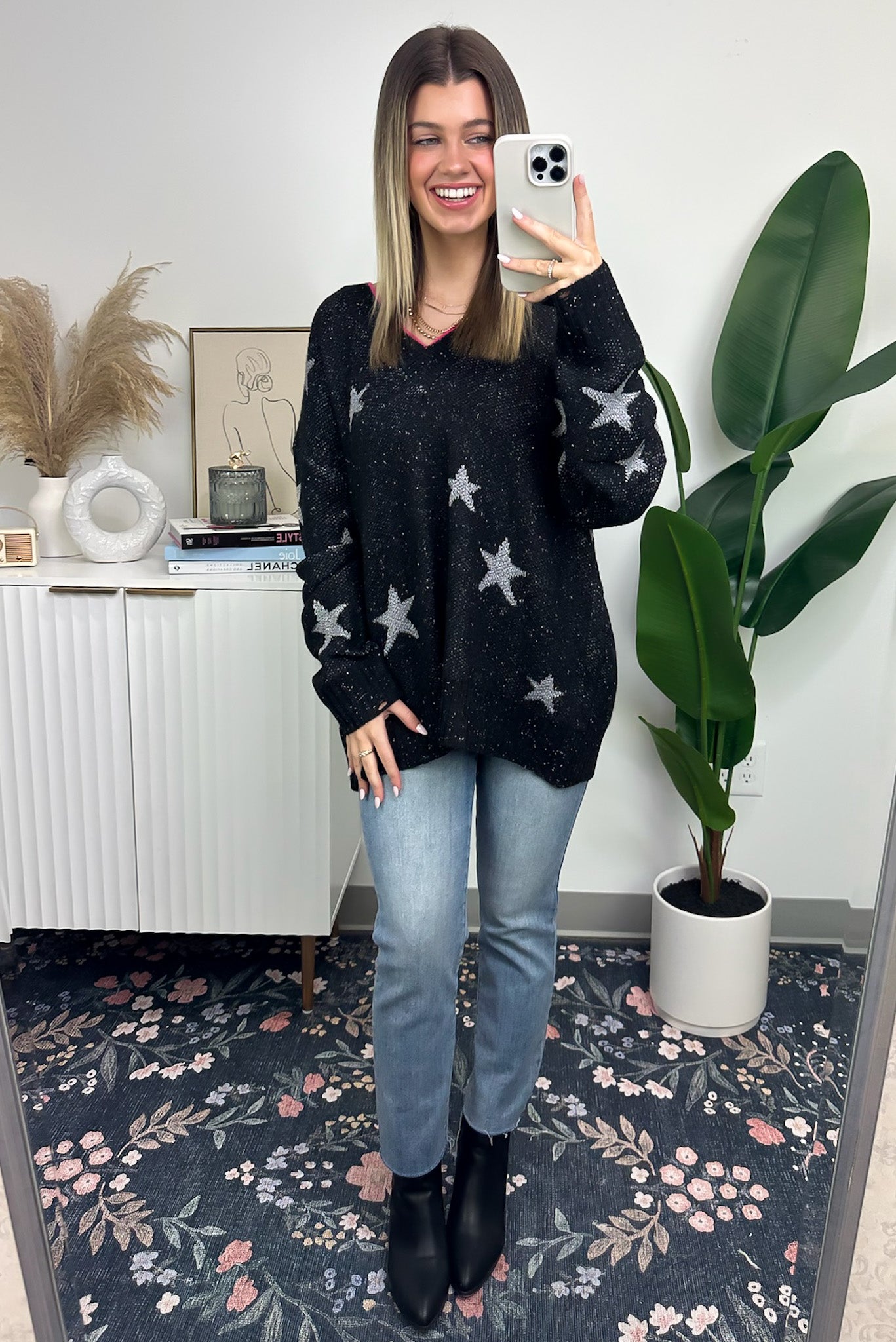 Sensational Flair Metallic Star Knit Sweater - FINAL SALE