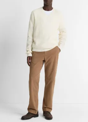 Shaker-Stitch Wool-Cashmere V-Neck Sweater