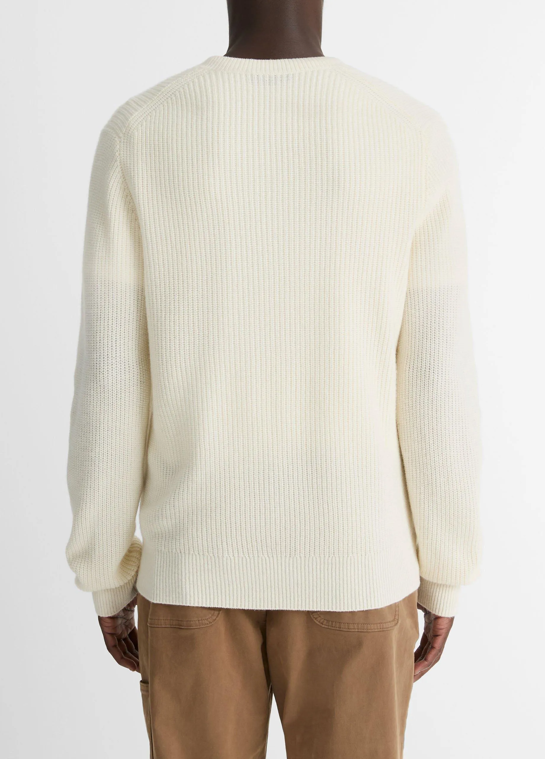 Shaker-Stitch Wool-Cashmere V-Neck Sweater