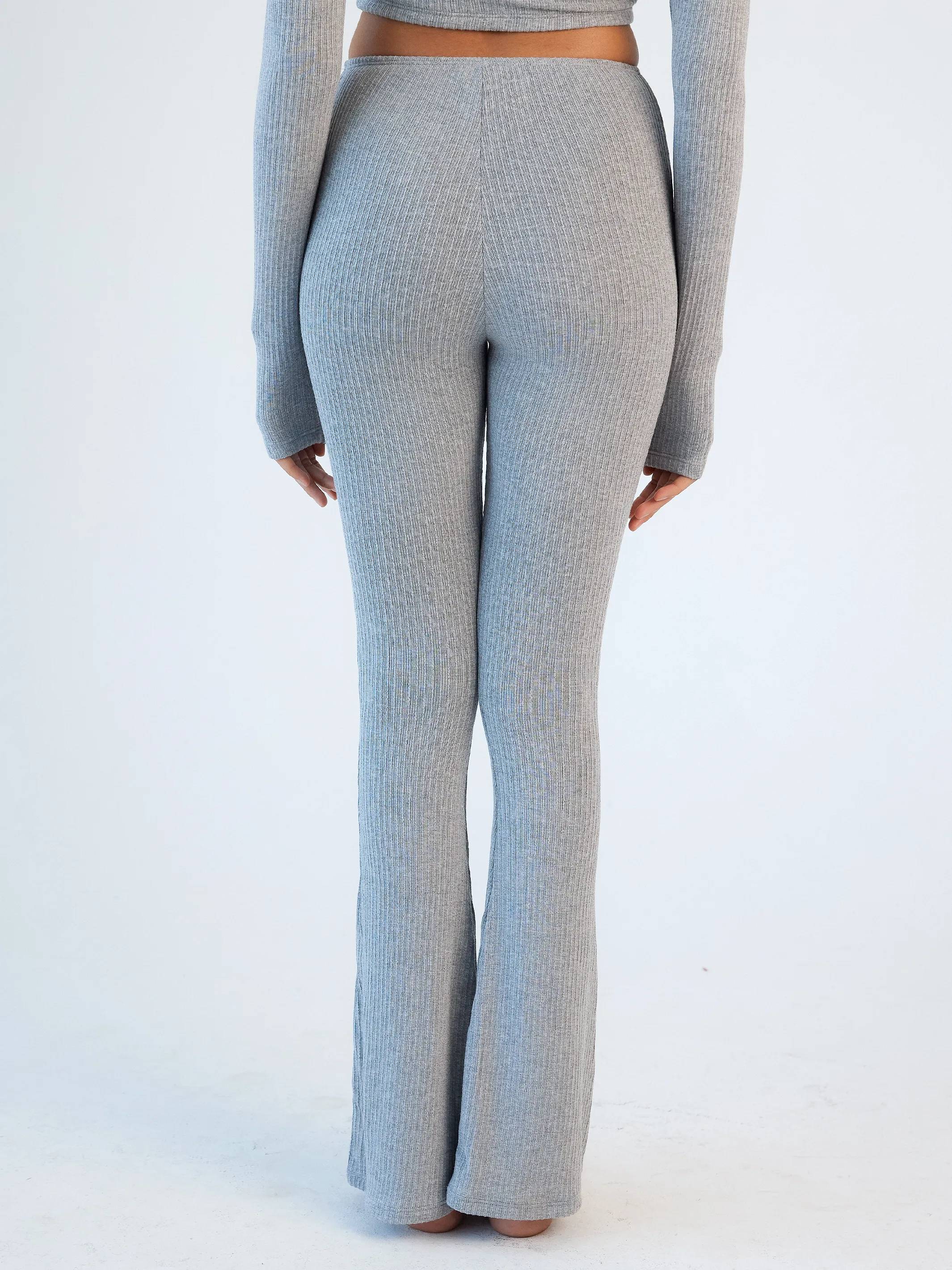 Soft Ribbed Knit Lounge Flare Pants