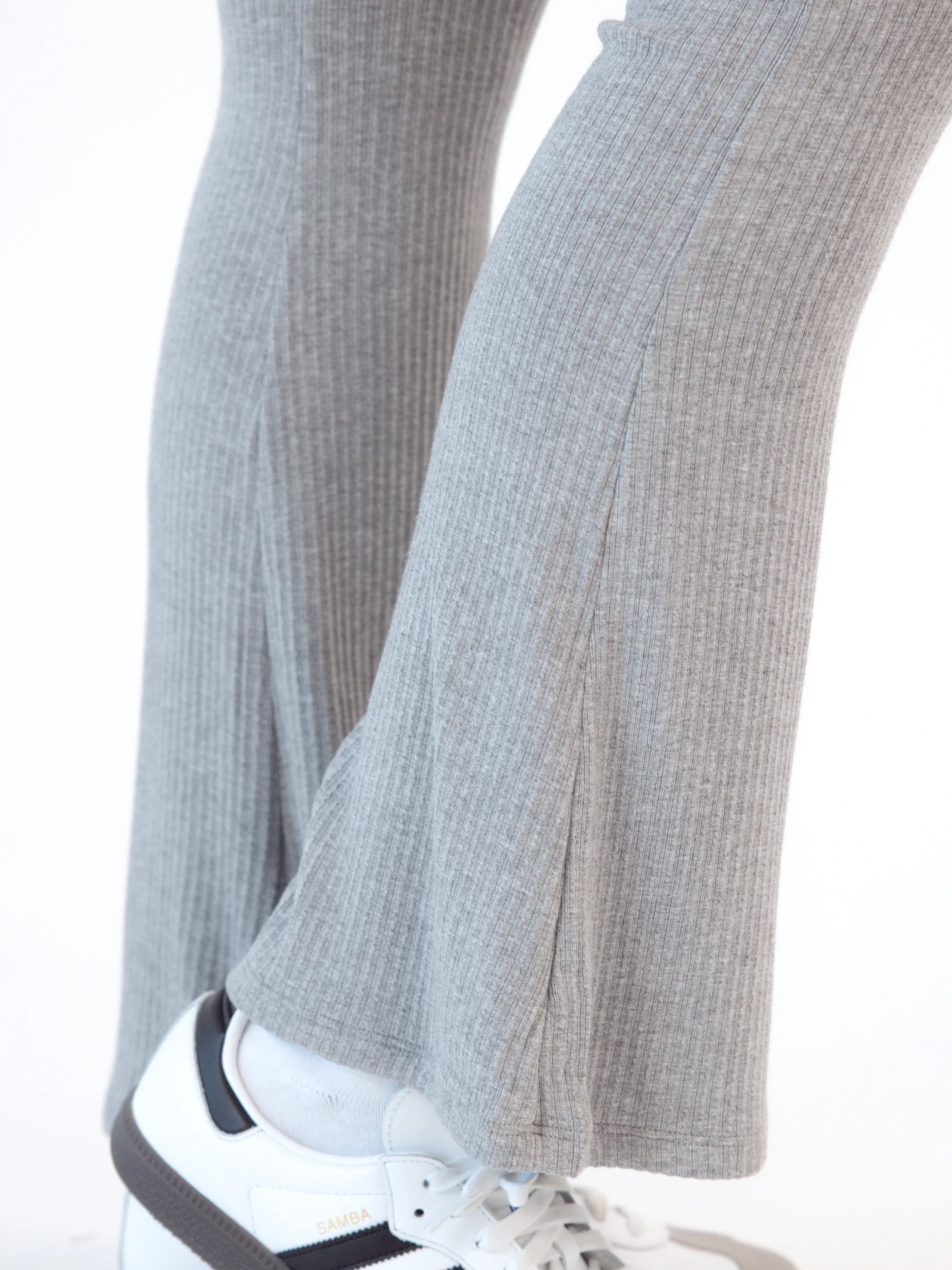 Soft Ribbed Knit Lounge Flare Pants