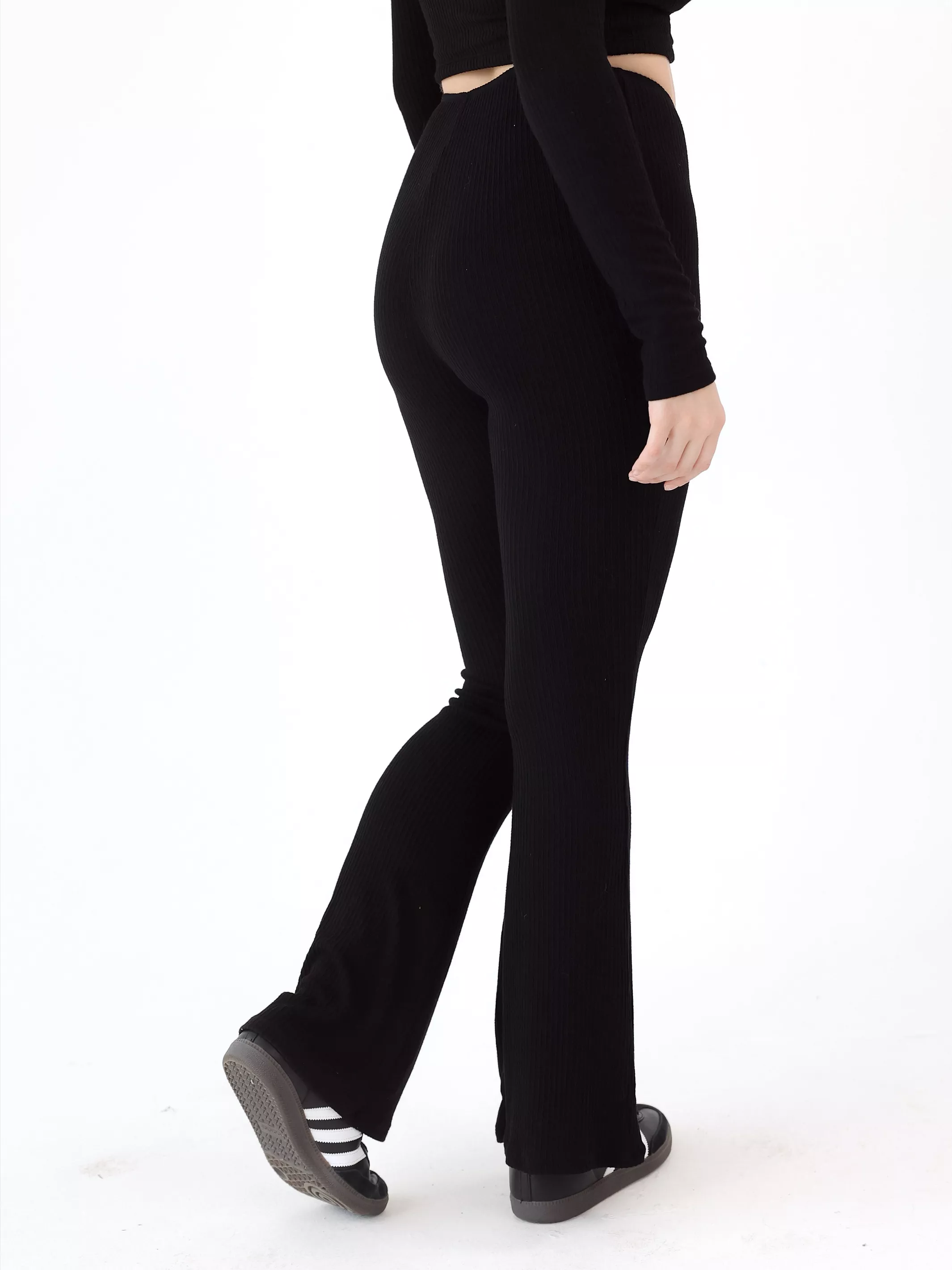 Soft Ribbed Knit Lounge Flare Pants