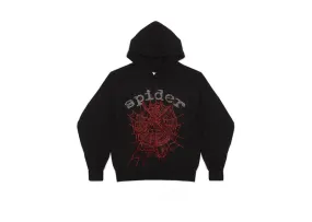 Sp5der Black Rhinestone Hoodie