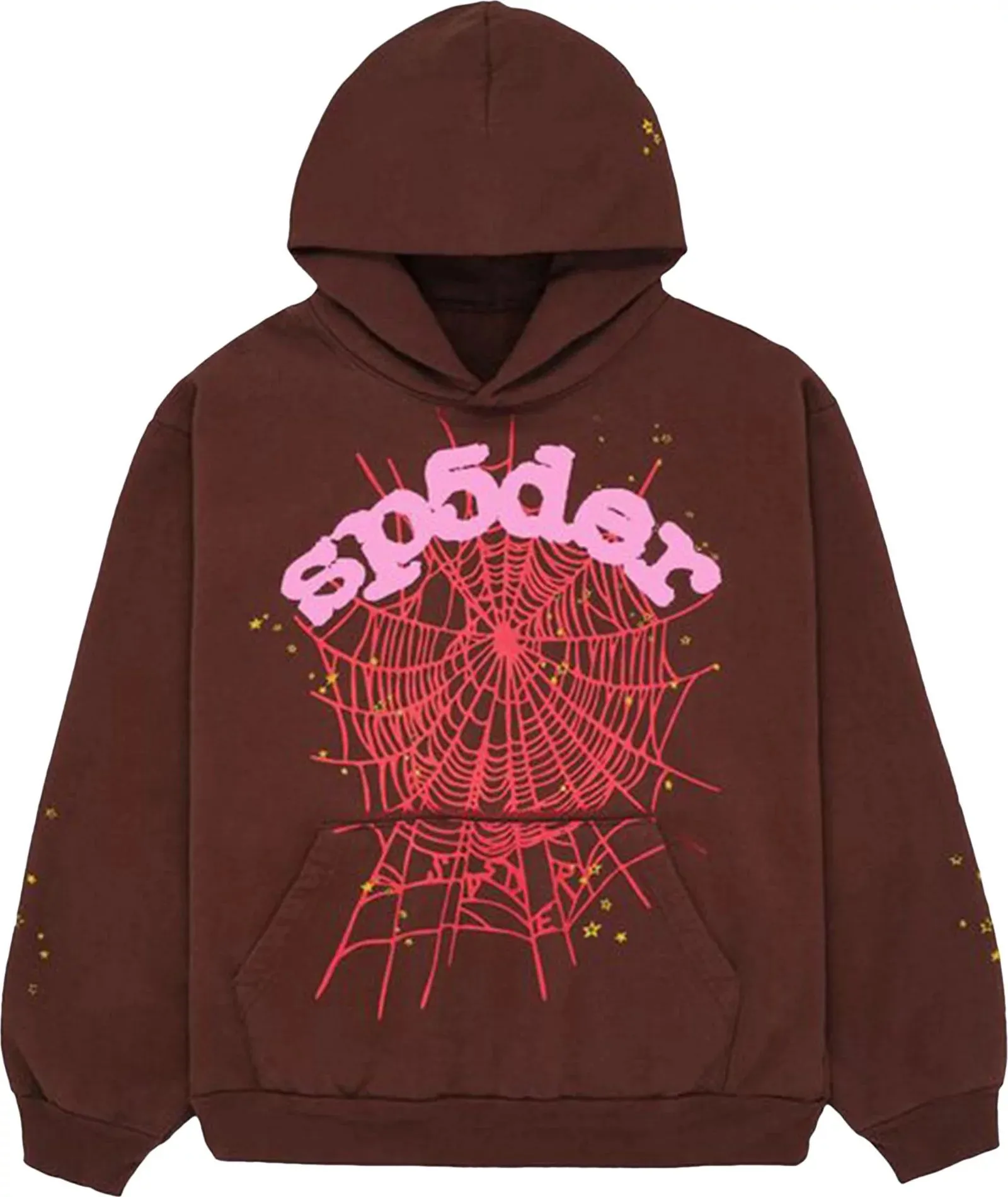 Sp5der Hoodie Brown Pink