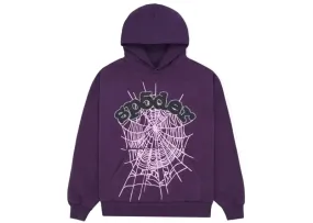 Sp5der Hoodie Purple Rhinestone