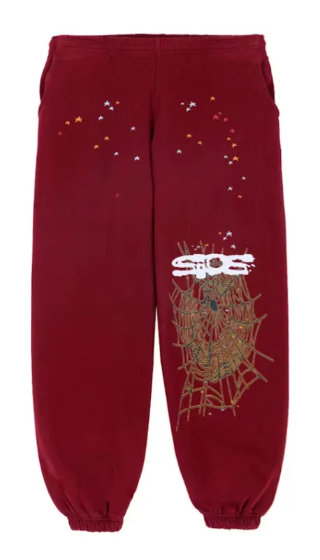 Sp5der - Logo Sweatpants - Maroon