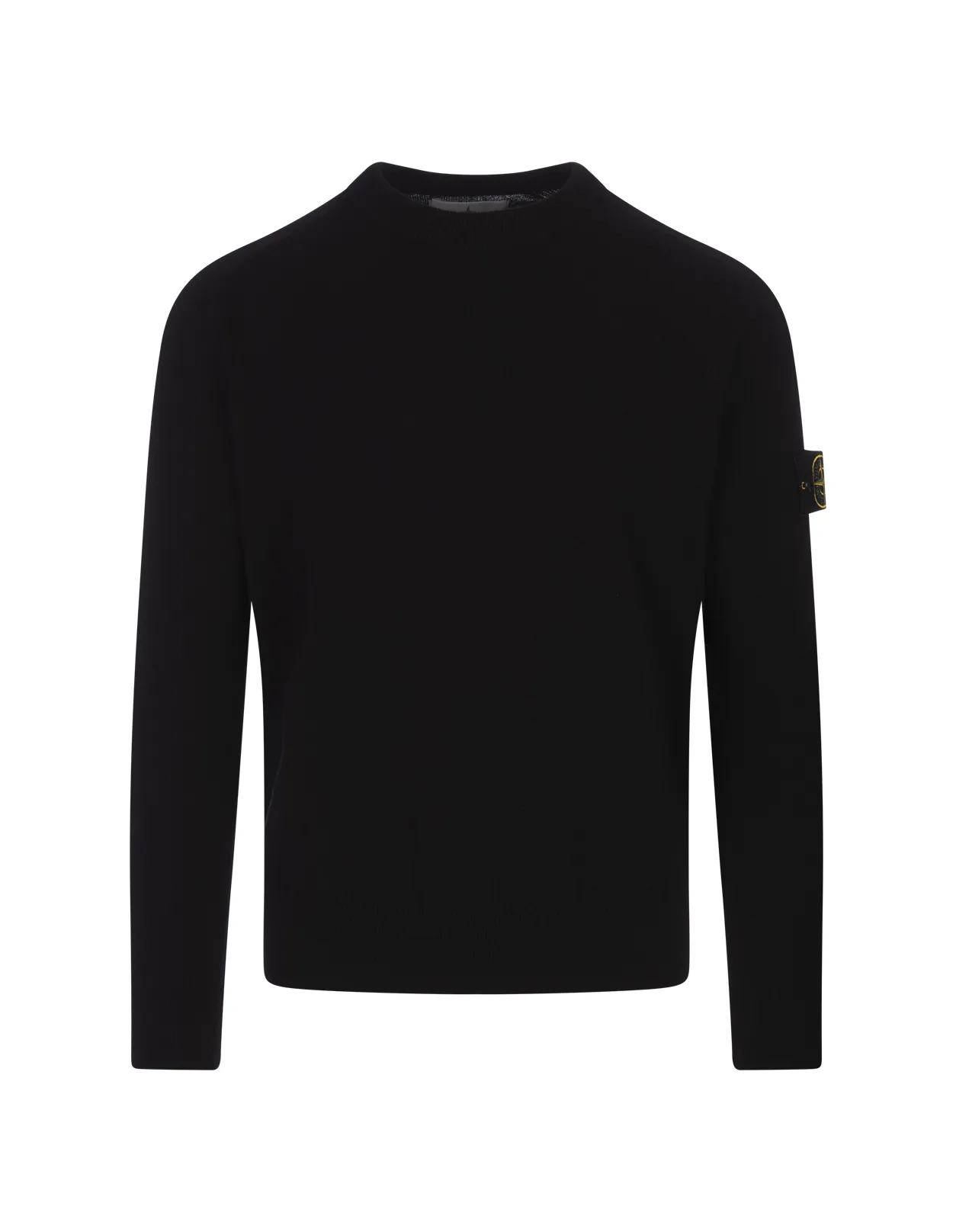 STONE ISLAND Black Wool Crew Neck Pullover