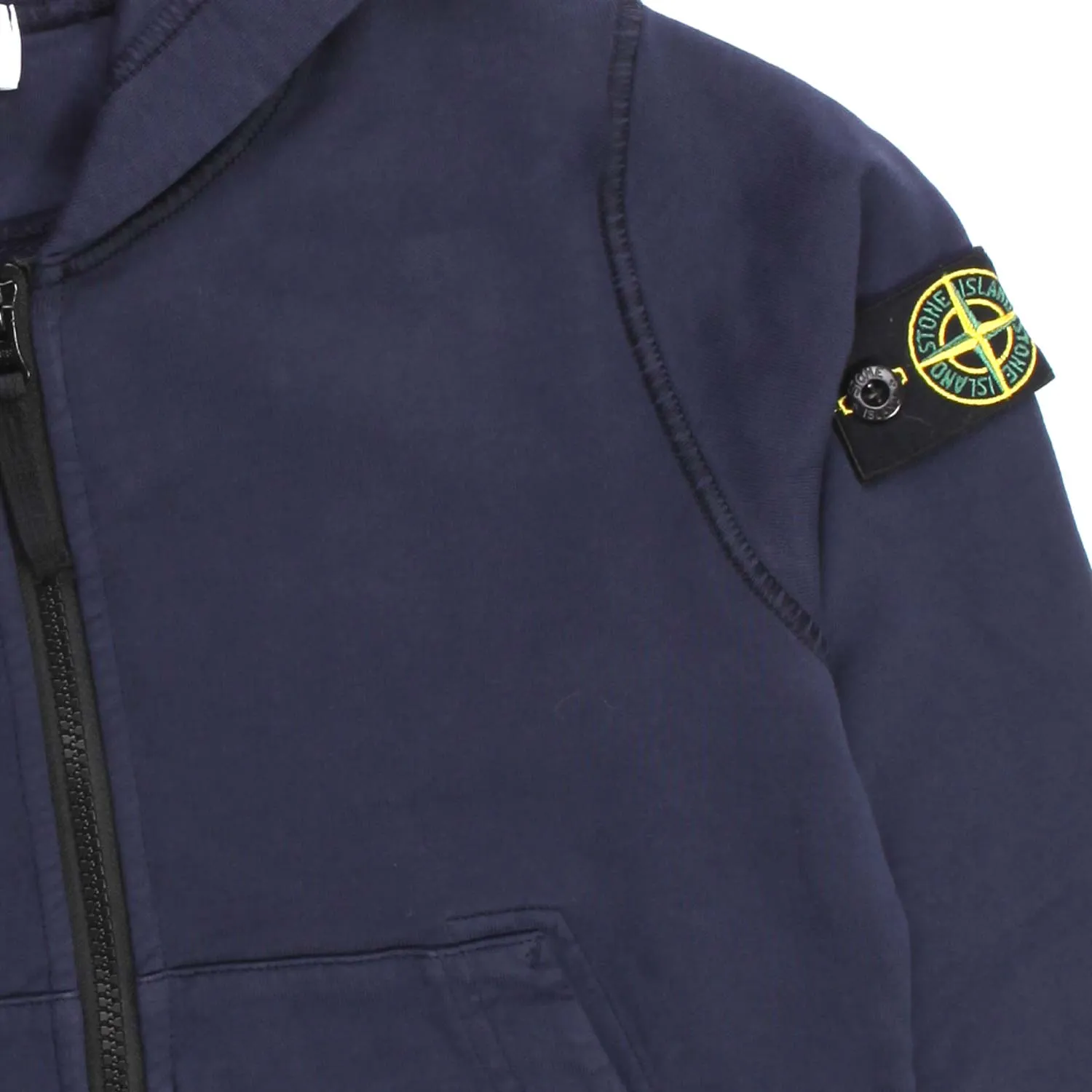 Stone Island Blue Zip Up Hoodie For Boy 02