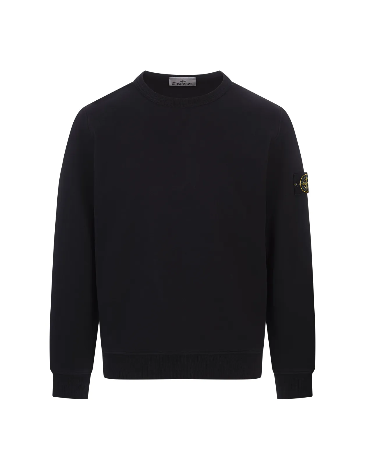 STONE ISLAND Crew-Neck Sweatshirt In Navy Blue Gauzed Cotton