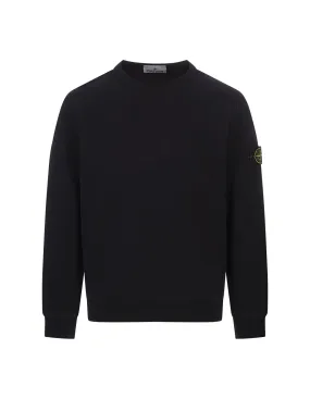 STONE ISLAND Crew-Neck Sweatshirt In Navy Blue Gauzed Cotton