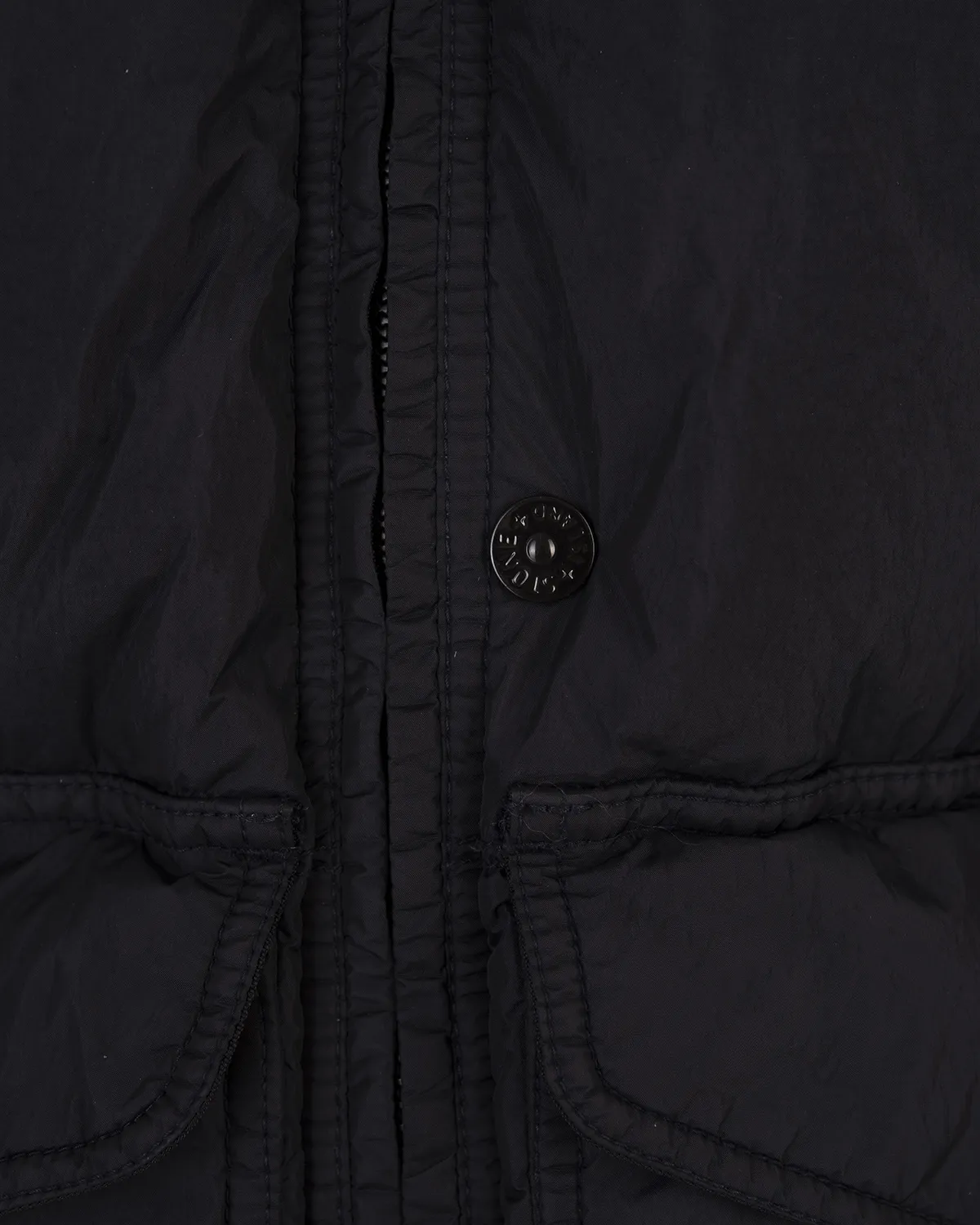 STONE ISLAND Navy Blue Jacket In CRINKLE REPS R-NY