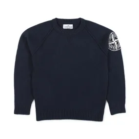 Stone Island Navy Blue Pullover With Embroidered Logo